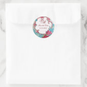 Sticker Rond ROMANTICA MONOGRAM, Enregistrer la date, blanc (Sac)