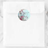 Sticker Rond ROMANTICA MONOGRAM, Enregistrer la date, bleu (Sac)