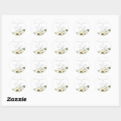 Sticker Rond Romantique aquarelle Ranunculus blanc (Feuille)