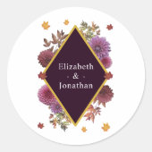Sticker Rond Romantique Automne Dahlia Mariage (Devant)
