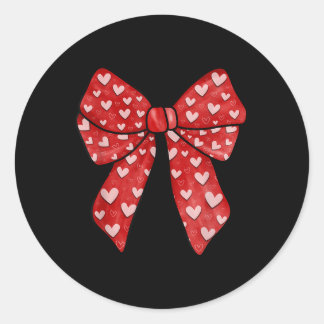 Sticker Rond Romantique Bow rouge Coeurs de la Saint-Valentin C