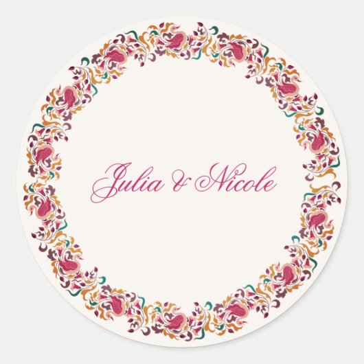 Sticker Rond Romantique classique Pearl Swan Mariage de cadre f (Devant)