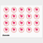 Sticker Rond Romantique Coeur rose Vacances (Feuille)