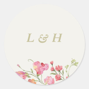 Sticker Rond romantique dainty fleurie couronne printemps Maria