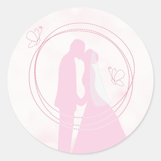 Sticker Rond Romantique Dreamtic Mariage rose Couple (Devant)
