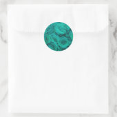 Sticker Rond Romantique élégant turquoise - roses verts (Sac)