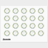 Sticker Rond Romantique feuille verte florale aquarelle carte d (Feuille)