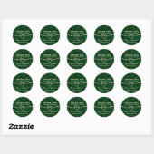 Sticker Rond Romantique Green Calligraphie Mariage Merci (Feuille)