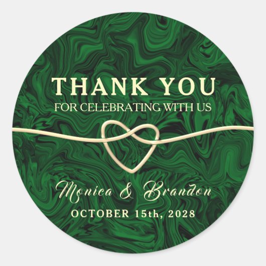 Sticker Rond Romantique Green Calligraphie Mariage Merci (Devant)