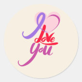 Sticker Rond Romantique Je T'aime Saint-Valentin (Devant)