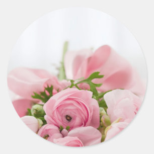 Sticker Rond Romantique Mariage Love Soft Rose Flower Bouquet