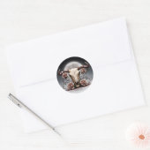 Sticker Rond Romantique Médiéval Mariage crâne de vache florale (Enveloppe)