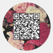 Sticker Rond Romantique Moody Floral QR Code noir (Devant)