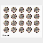 Sticker Rond Romantique Moody Floral QR Code noir (Feuille)