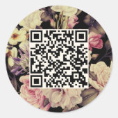Sticker Rond Romantique Moody Floral QR Code noir (Devant)