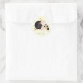 Sticker Rond Romantique noir & rose fleurs or mariage (Sac)