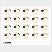 Sticker Rond Romantique noir & rose fleurs or mariage (Feuille)