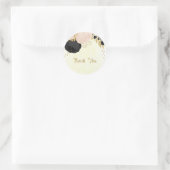 Sticker Rond Romantique noir & rose fleurs or mariage (Sac)