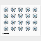 Sticker Rond Romantique papillon bleu merci (Feuille)