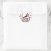 Sticker Rond Romantique papillon orange merci (Sac)