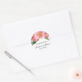Sticker Rond Romantique Peonies rose Mariage Merci (Enveloppe)