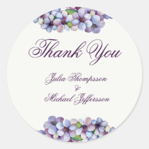 Sticker Rond Romantique Poétique Lilac Aquarelle Mariage Floral