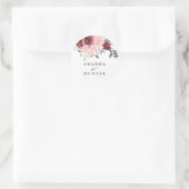 Sticker Rond Romantique rose et bourgogne Floral mariée et mari (Sac)