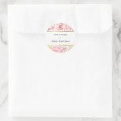 Sticker Rond Romantique Rose rose Floral Amour et Merci nuptial (Sac)