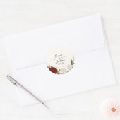 Sticker Rond Romantique Rose rouge profond Floral Mariage d'hiv (Enveloppe)