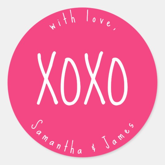 Sticker Rond Romantique rose XOXO Personnalisé (Devant)