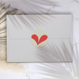 Sticker Rond Romantique Rouge Floral Mariage Coeur