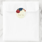 Sticker Rond Romantique rouge foncé & bleu marine fleurs or mar (Sac)