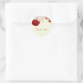 Sticker Rond Romantique rouge foncé & fleurs blanches or mariag (Sac)