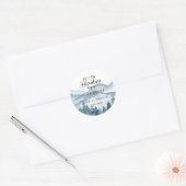 Sticker Rond Romantique Rustique Aquarelle Montagnes Arbres Mar (Enveloppe)