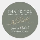 Sticker Rond Romantique Sage Green Mariage Favoriser (Devant)