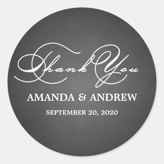 Sticker Rond Romantique Script Merci Mariage Favoriser les Étiq (Devant)