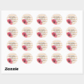 Sticker Rond Romantique Simple Stripes Adresse florale (Feuille)