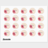 Sticker Rond Romantique Simple Stripes Merci Floral (Feuille)