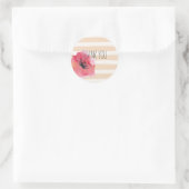 Sticker Rond Romantique Simple Stripes Merci Floral (Sac)