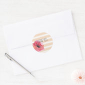 Sticker Rond Romantique Simple Stripes Merci Floral (Enveloppe)