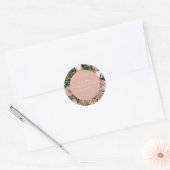 Sticker Rond Romantique Tropical Floral Pink Green pêche (Enveloppe)