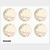 Sticker Rond Romantique violet et bleu Mariage Floral Merci (Feuille)