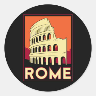 Sticker Rond rome italie coliseum europe vintage voyage rétro