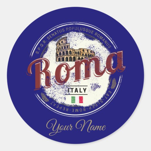 Sticker Rond Rome Italie Retro Colisée Vintage (Devant)