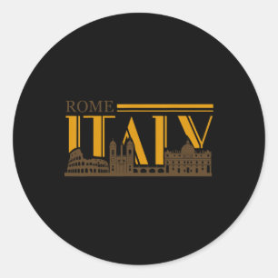 Sticker Rond Rome Italie Vintage Rétro Roma Vacances Italie Gif
