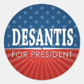 Sticker Rond Ron DeSantis 2024 - Design étoiles et rayures (Devant)