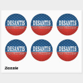 Sticker Rond Ron DeSantis 2024 - Design étoiles et rayures (Feuille)