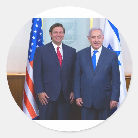 Sticker Rond Ron DeSantis et Benyamin Netanyahu (Devant)