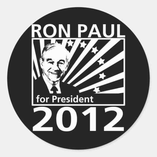 Sticker Rond Ron Paul Pour Président 2012 (Devant)