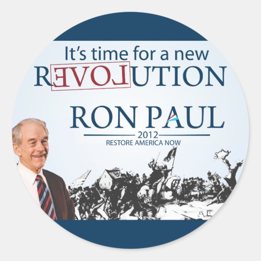 Sticker Rond Ron Paul, président (Devant)